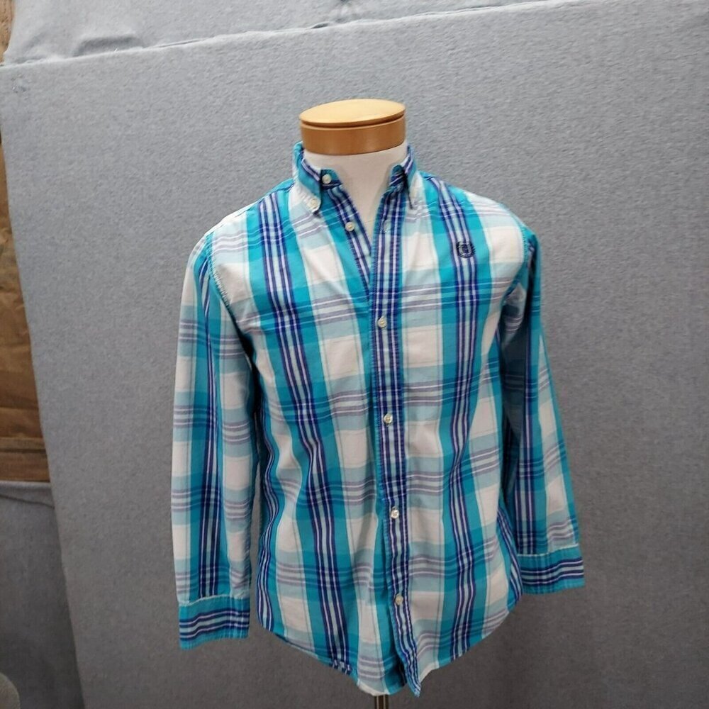 Chaps Mens Easy Care Button Down Long Sleeve Shirt Blue Plaid Size XL 18/20 - Picture 3 of 6